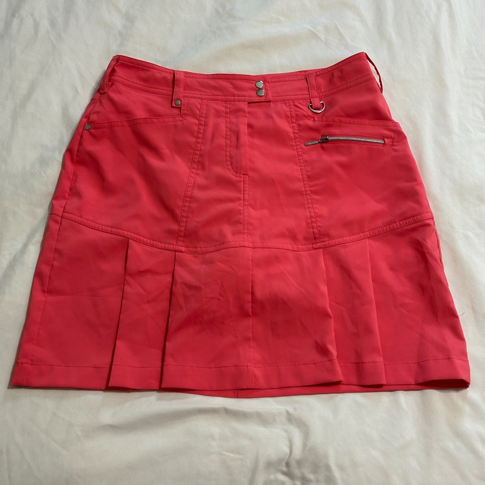 GGblue Luxe Sport Womens Golf Skort Size 6 Coral Pink Pleated Athletic Skirt
